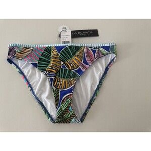 $68 La Blanca Womens Hipster Bikini Swimsuit Bottom Brown Size us 8 palm blue